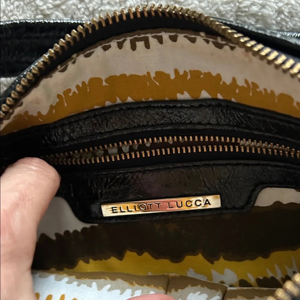 Elliott Lucca Shiny Black Woven Shoulder Bag